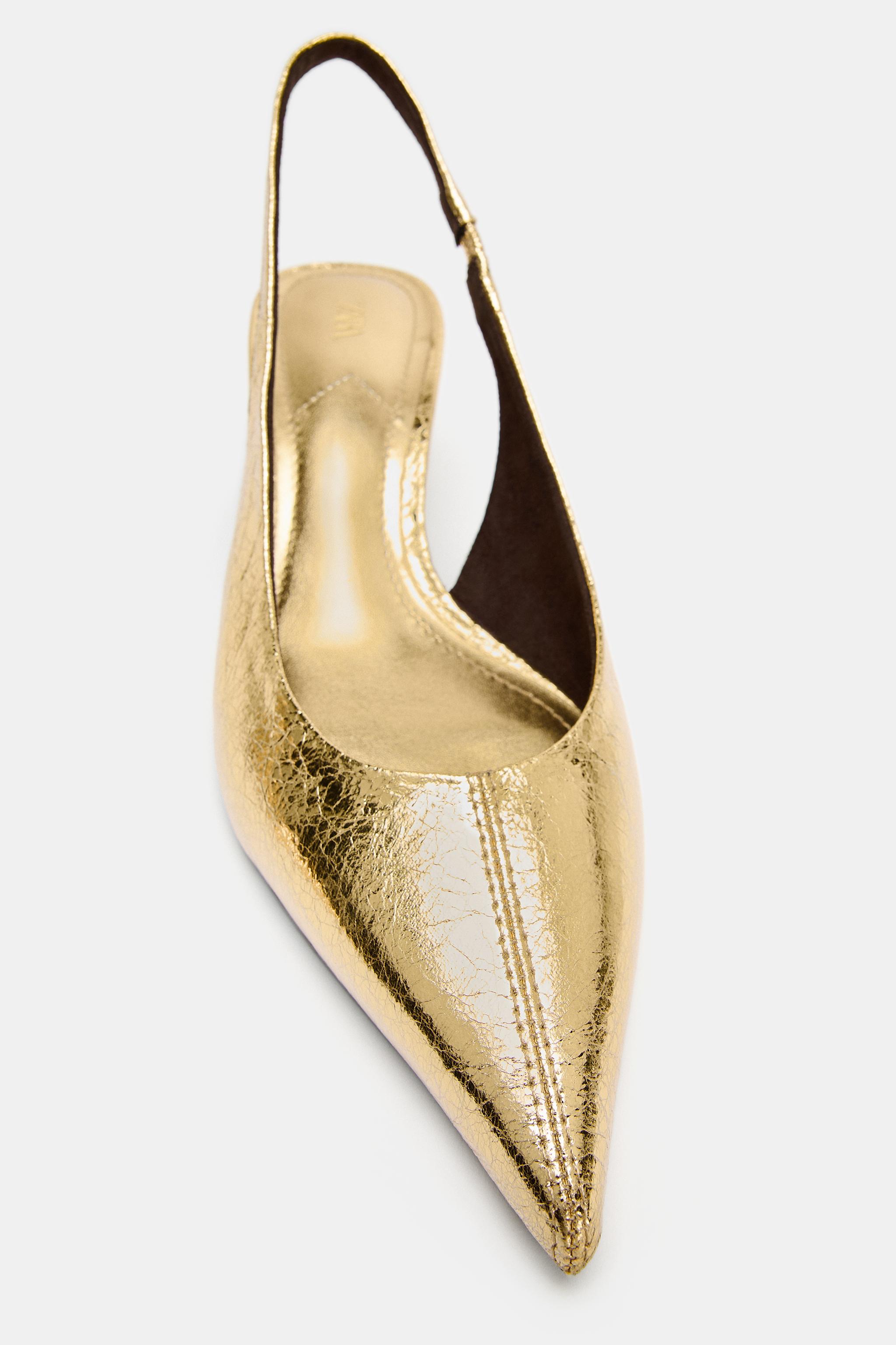 METALLIC KITTEN HEEL SHOES